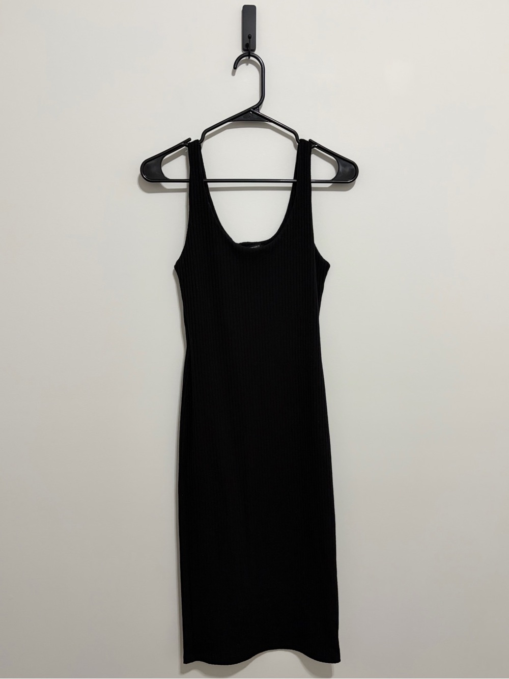 Forever 21 Black Ribbed Tank Midi Body-con Dress